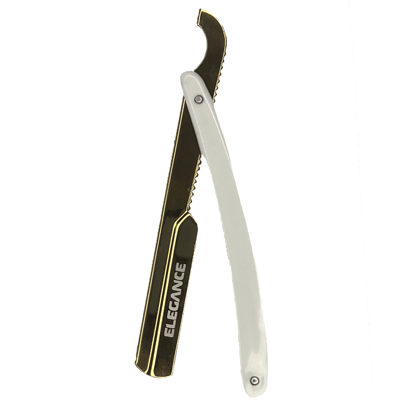 Elegance Gold and White Slide Less Turkish Razor Holder - A Convenient and Secure Razor Holder
